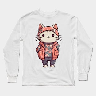 A cute kitty wearing street fashion Long Sleeve T-Shirt